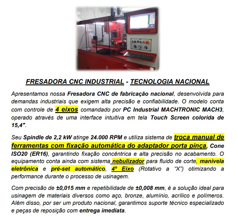 Fresadora com 4º Eixo (Quarto Eixo)